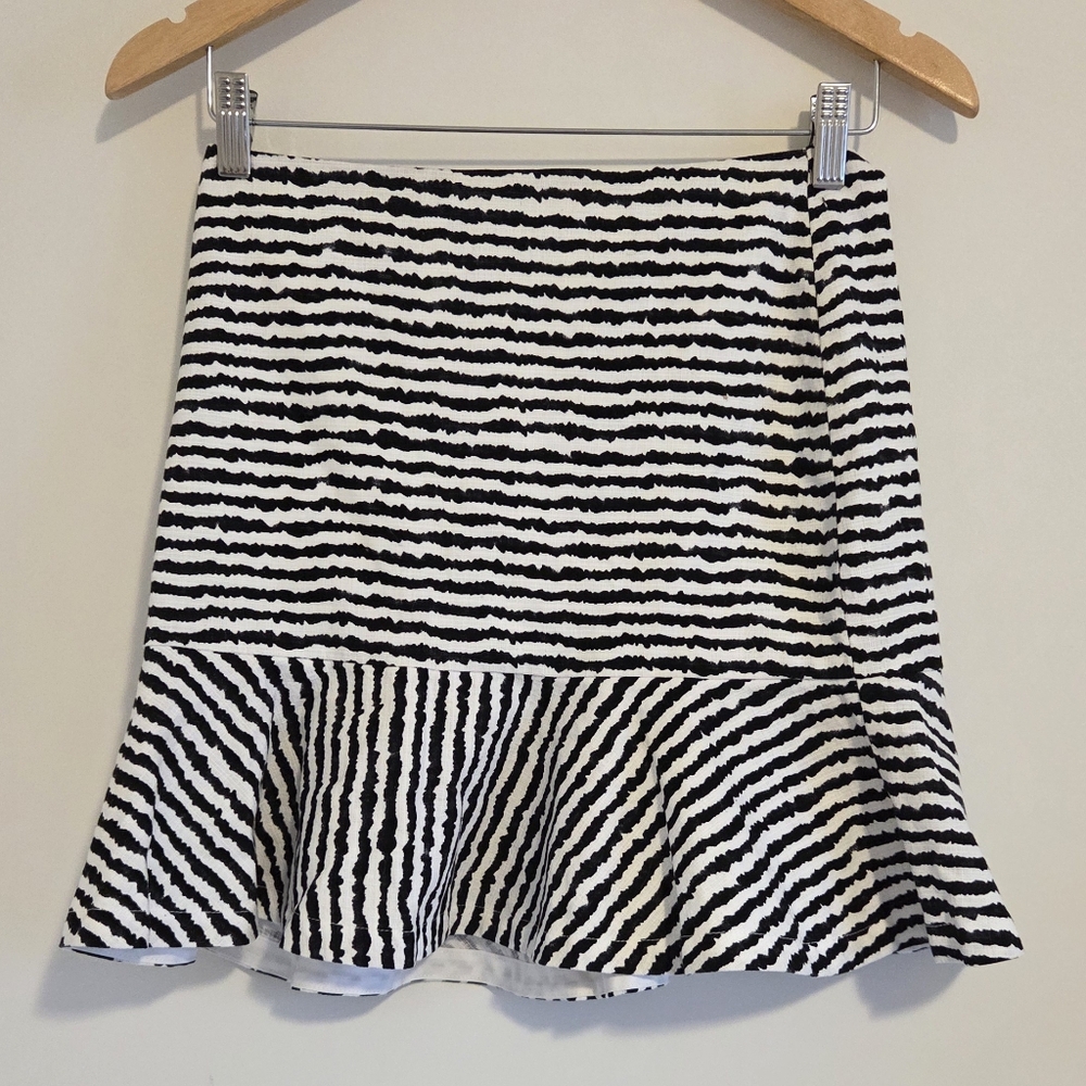 Bec & Bridge Black And White Striped Mini Skirt